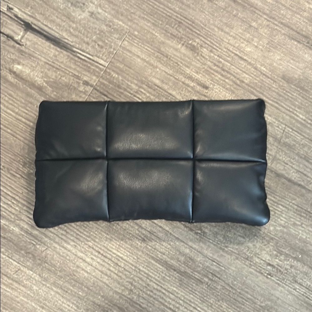 Quilted Black Faux Leather Clutch